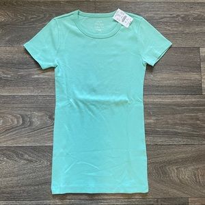 J. Crew NWT Turquoise Teal Fine Rib Cotton Women’s Tee Size XXS